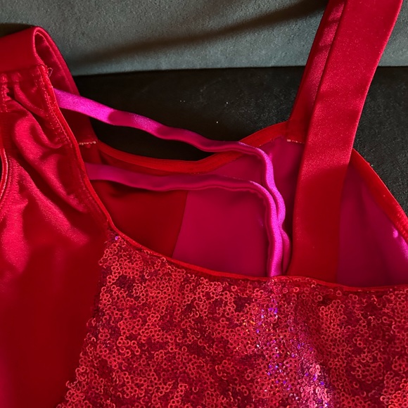 🎅🏻 SALE! REVOLUTION RED/FUCHSIA SEQUINED FRINGE JAZZ DANCE COSTUME SIZE MC - Picture 11 of 15